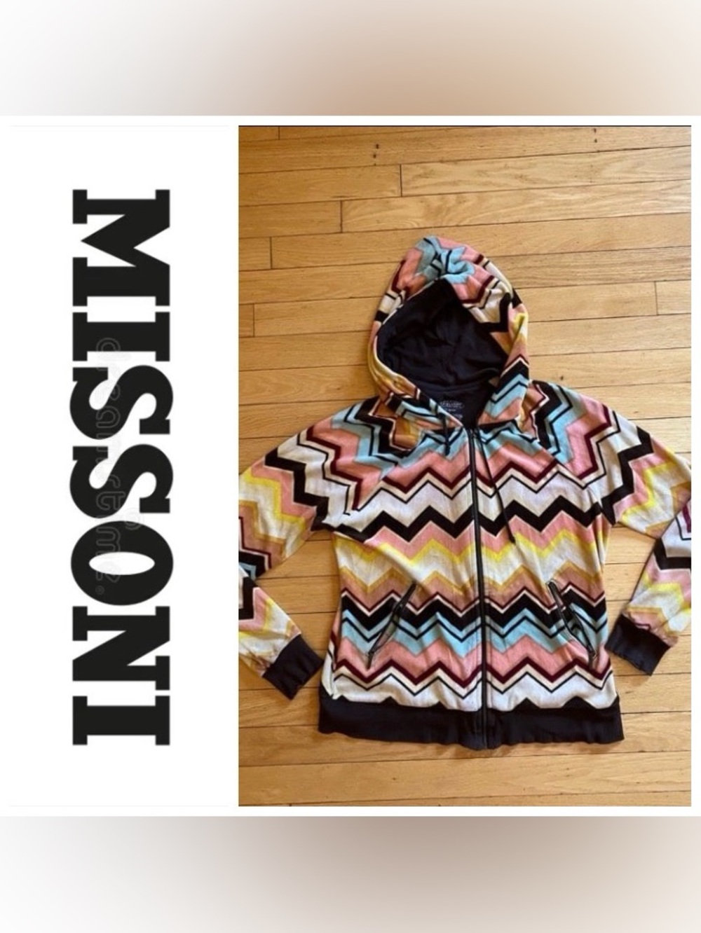 Missoni Iconic Zigzag Hooded Zip Jacket Velour